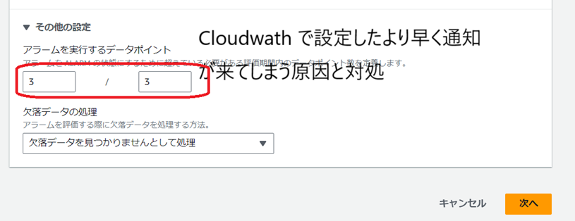 Cloudwatch でメール通知が設定したより早くくる