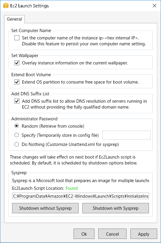 AWS EC2 Launch の設定画面